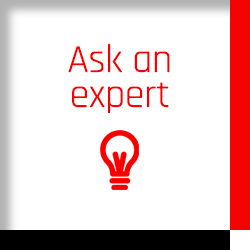 Ask an expert button with Red lightbulb icon