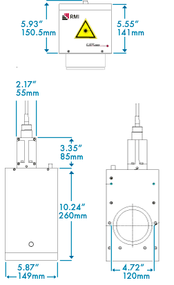 EF-20 Dimensions (260 x 149 x 141 mm or 10.2 x 5.9 x 5.6 in.)